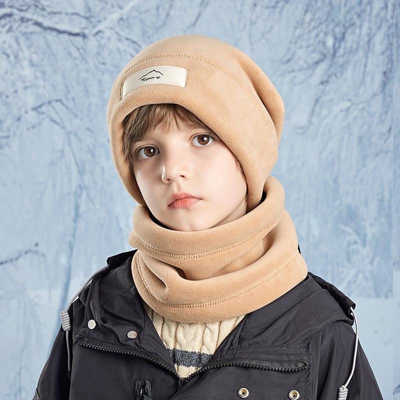 Kids Plush Hat And Neck Gaiter Pair With Warmth And Windproof Design For Winter Outdoor Use