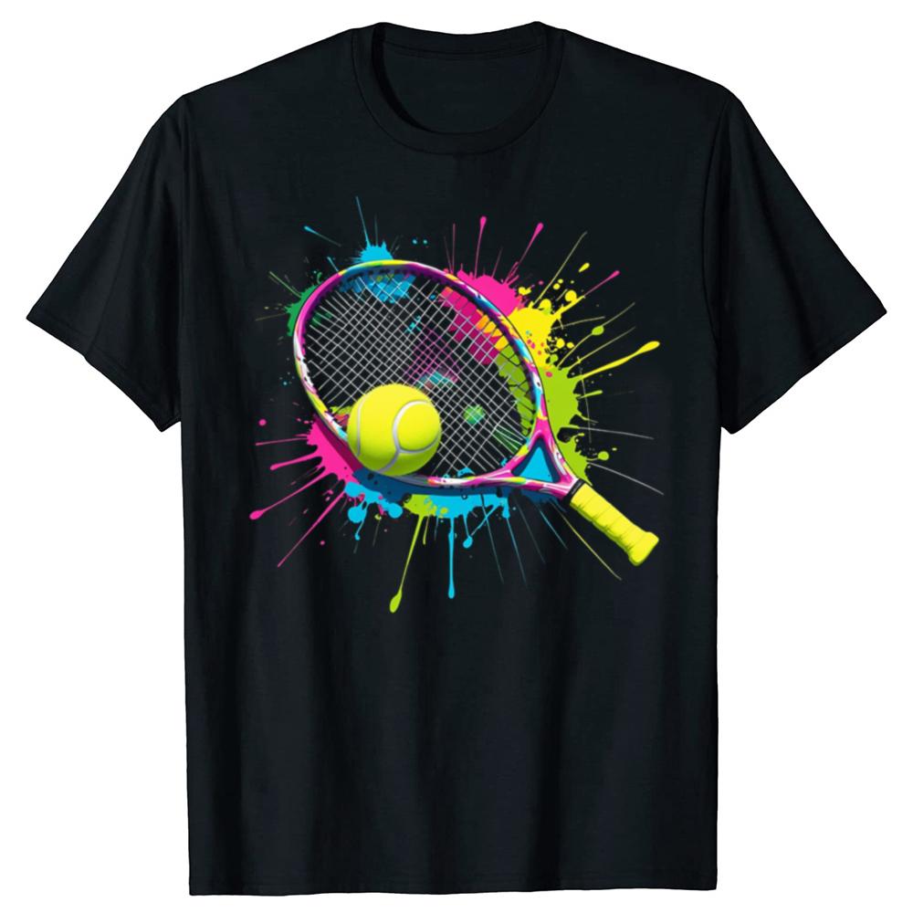 Fun and Colorful Tennis Player Graphic Tshirt Womens Fashionable Casual Tshirt Women Clothing Fashion Summer Streetwear Y2K