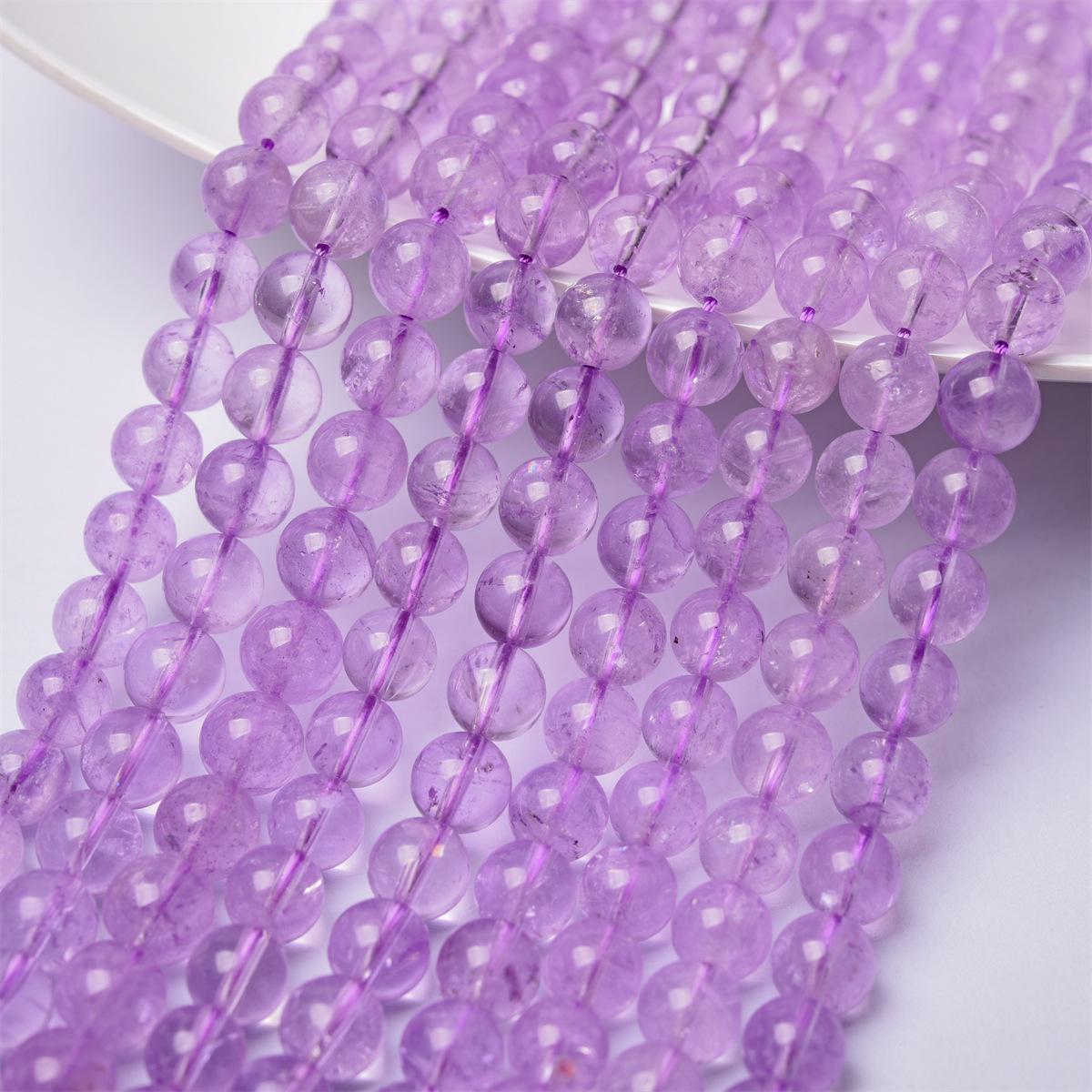 

Круглые бусины из лавандового аметиста для изготовления браслетов и других украшений своими руками.