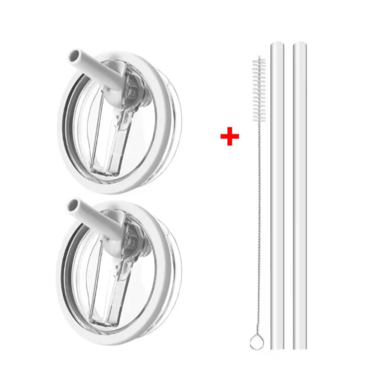 40oz Flip Straw Leak Proof Lid for 2.0 Tumbler Lid Replacement for Stanley Cup Accessories Straw Cover Cleaning Brush with Straw