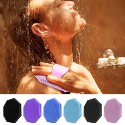 Exfoliating Shower Massage Brush with Handle Strap Non-slip Reusable Body Scrubber Silicone Massage Brush