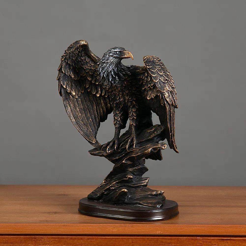 

High-End Eagle Roc Resin Ornament with Spreading Wings for Office or Living Room. антична бронзова кольору