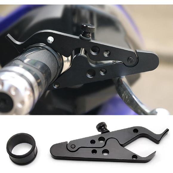 Universal Motorcycle Cruise Control - Throttle Lock Assist Grip Clamp with Silicone Ring - Durable (1, Black)