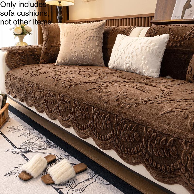 

Thick and Warm Velvet Cushion Winter Anti Slip Breathable Cover Fabric French Cream Style Velvet Rabbit Plush Sofa Cushion 30x50 pillowcase коричневый