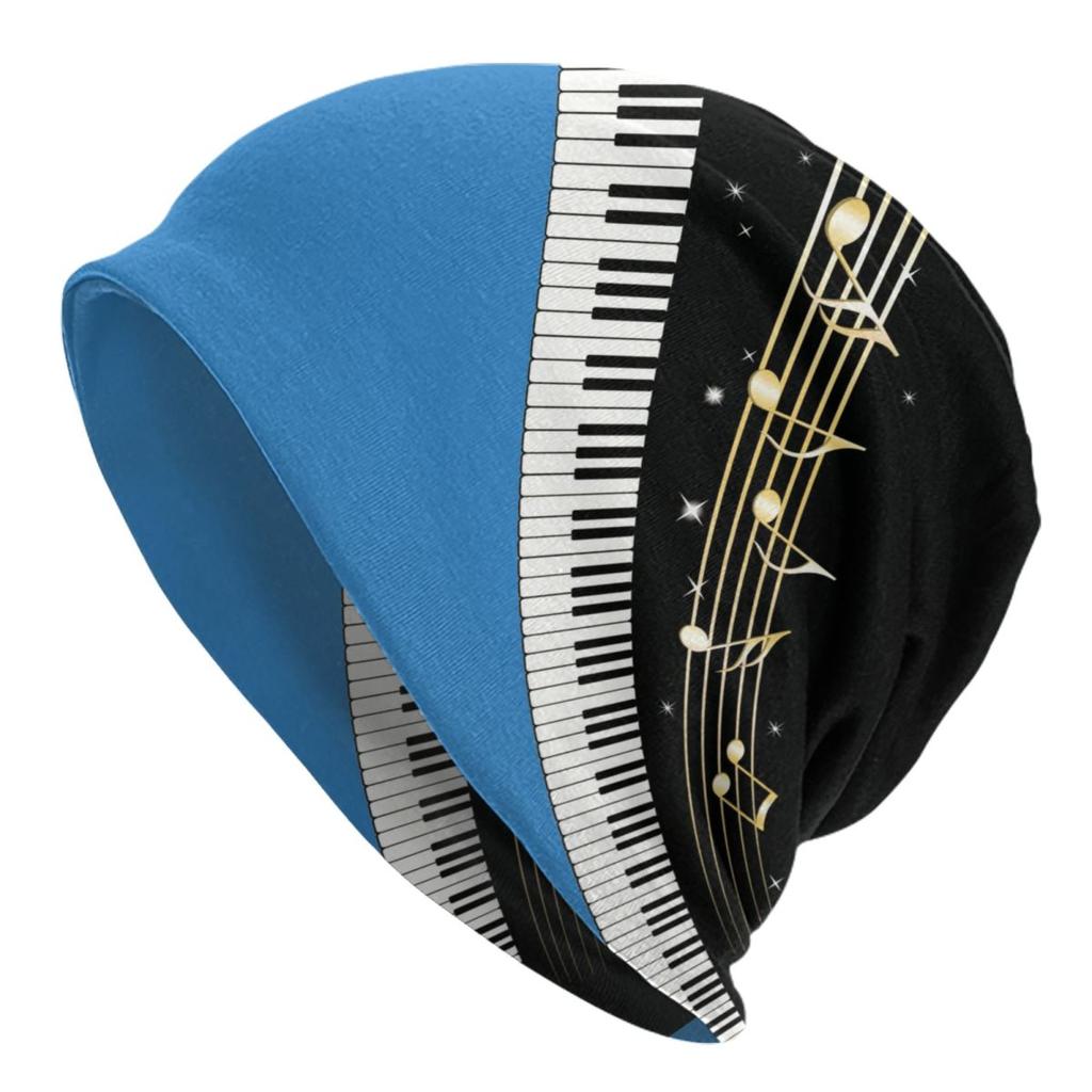 Custom Piano Keyboard Music Notes Skullies Beanies Caps Fashion Winter Warm Women Unisex Knitted Hat Adult Unisex Bonnet Hats
