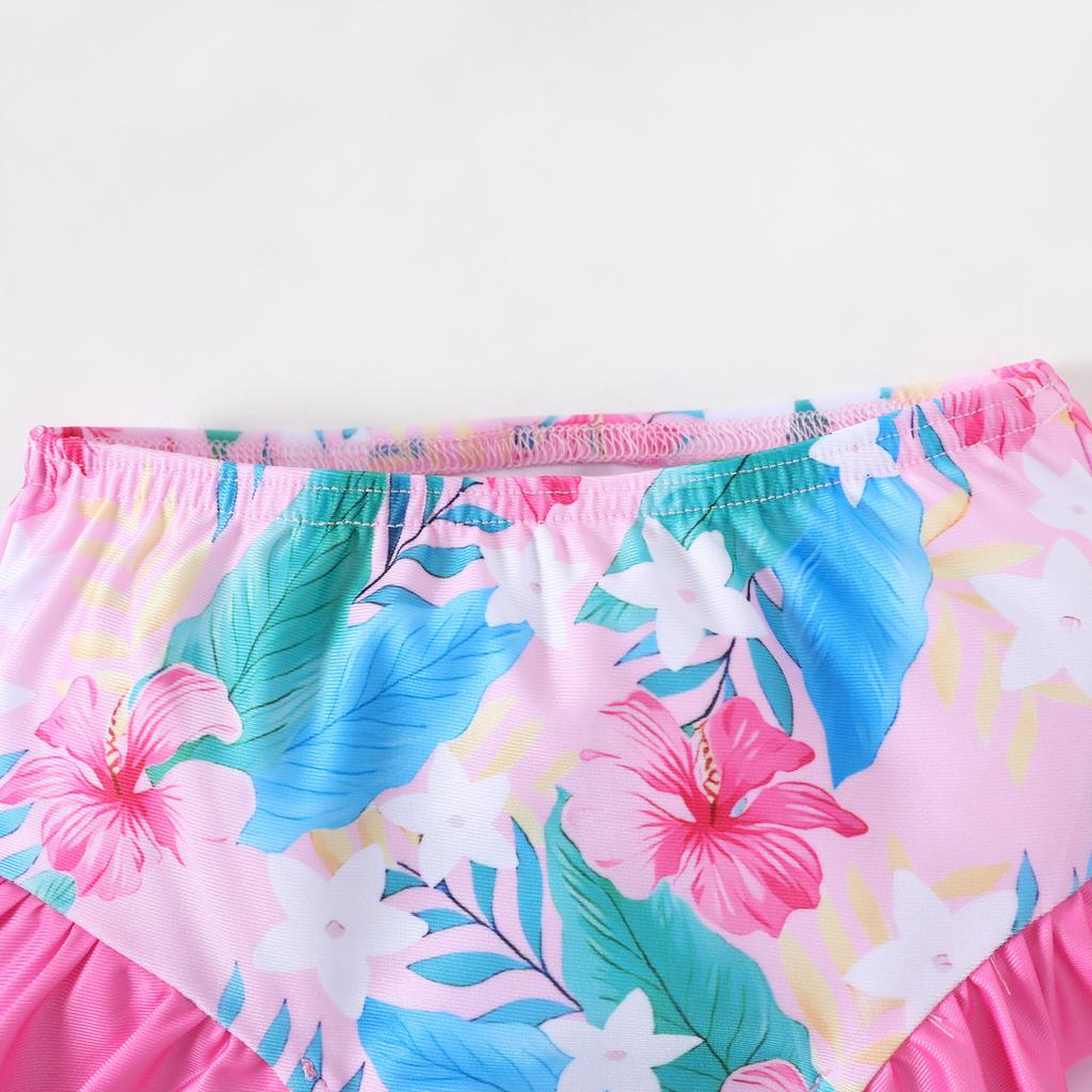 Girls Summer Swim Set Fish Scale Sleeveless Top Bikini Bottom 3PCS Beach Outfit
