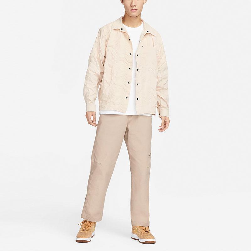 Nike Sportswear Tech Pack Textured Woven Long Sleeve Shirt Men Tops Sand-Dune White FB7364-126