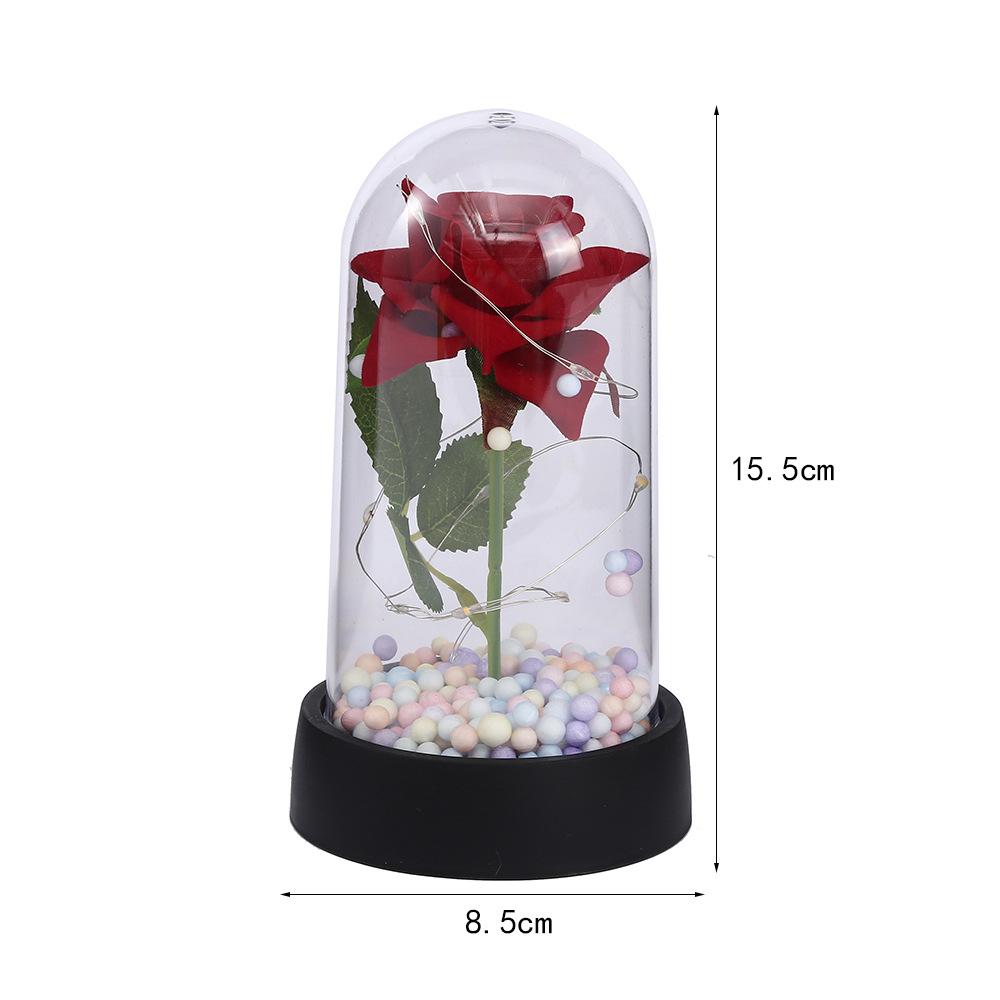 New Creative Single Glass Cover Eternal Flower, Holiday Gift Luminous Desktop Ornament, Scene Decoration Simulation Flower