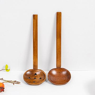 Japanese Style Wooden Soup Spoon with Long Handle,  Hot Pot Ramen Noodle Spoon Multipurpose Kitchen Stirring Mixing Spoon