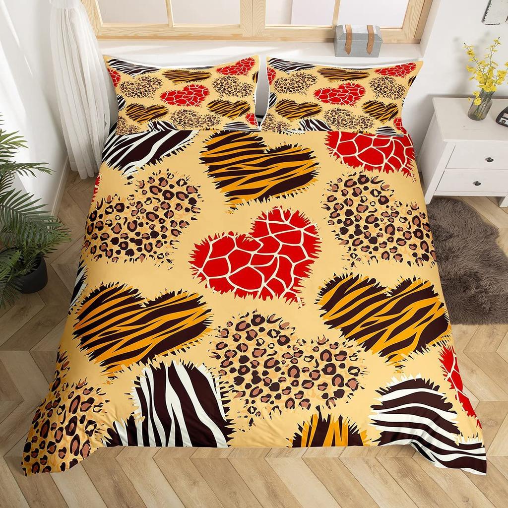 Purple Leopard Print Duvet Cover Color Bedding Set Three-Piece 3D Digital Printing Kit