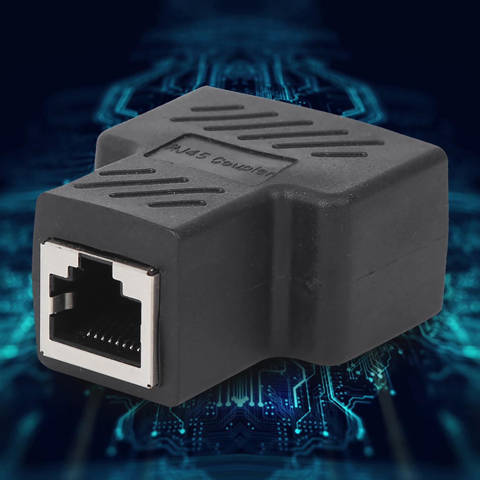 

5 шт. Мережевий сплітер RJ45 1 в 2 Тристоронній адаптер Подовжувач дроту Чорні промислові елементи