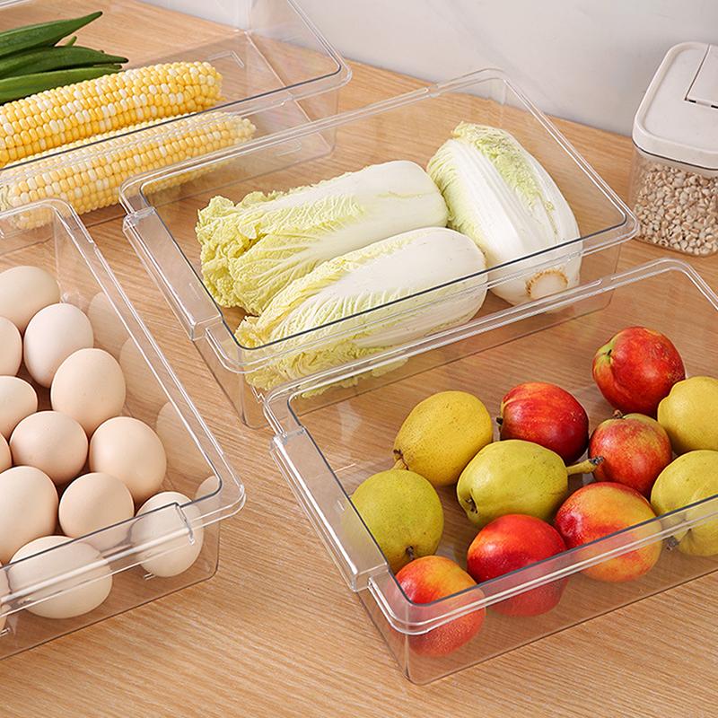 1Pcs Kitchen Storage Box Fruit Vegetable Preservation Organizer Transparent Egg Container Under-Shelf Refrigerator Drawer