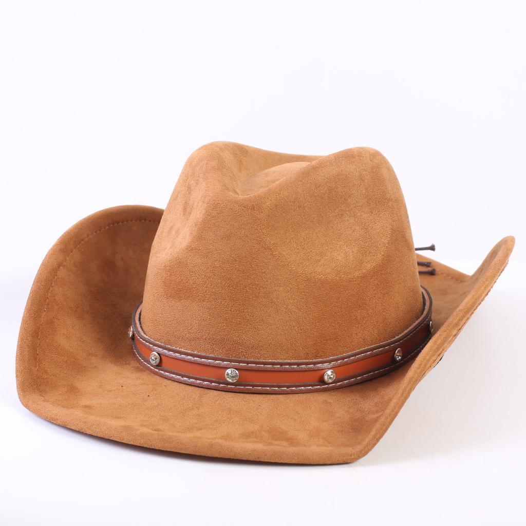 Popolare cappello da cowboy western classico in camoscio europeo e americano, cappello a tesa larga moda uomo e donna per l'ombra