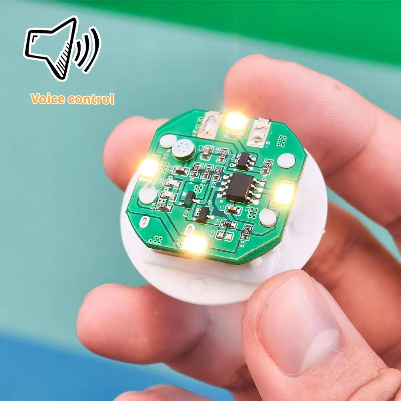1*Plastic Tapping/Sound Control Lighting Toy 38mm Rechargeable LED Light Night Lamp DIY Dollhouse Accessories Wall Bedside Lamp
