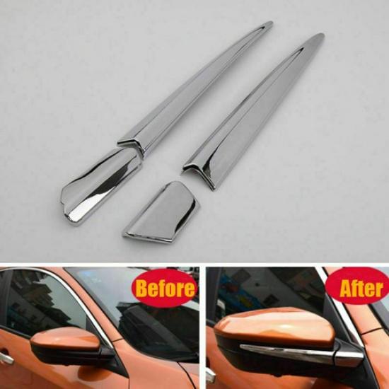 4X Chrome Rearview Mirror Strip Moulding Cover Trim for Honda Civic 2016-2021