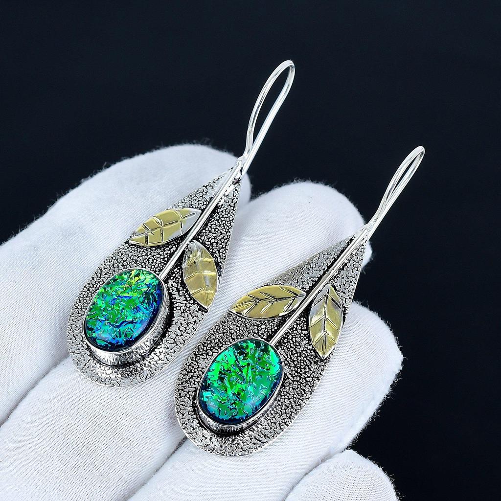 Australian Triplet Opal Gemstone Earrings, 925 Sterling Silver Earrings, Handmade Silver Earrings For Gift, Opal Dangle Earrings Birthday Gift