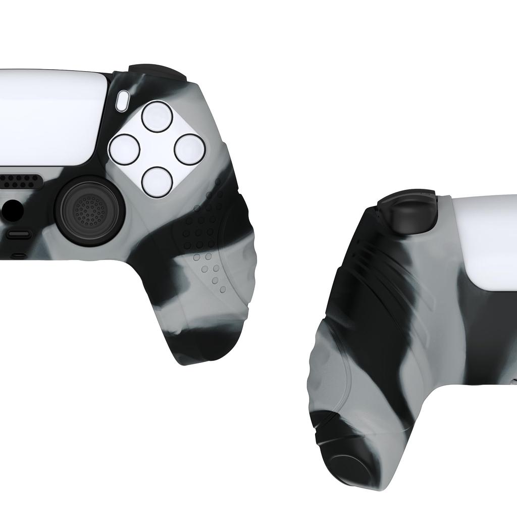 eXtremeRate PlayVital Protective Cover for Cover for Ps5 with Stick Cap Ps5, Controller, [gray & Black]