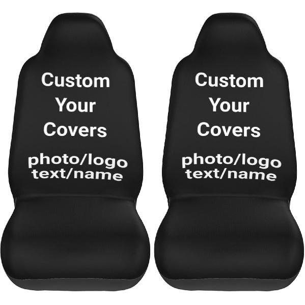 

Elephant Car Front Seat Covers 2 PC, African Car Seat Protector Universal Fit Most Cars Trucks Vans SUVs Design Text Photo