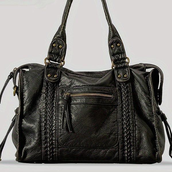 Trendy Large Capacity Washed Shoulder and Crossbody Tote Bag for Women