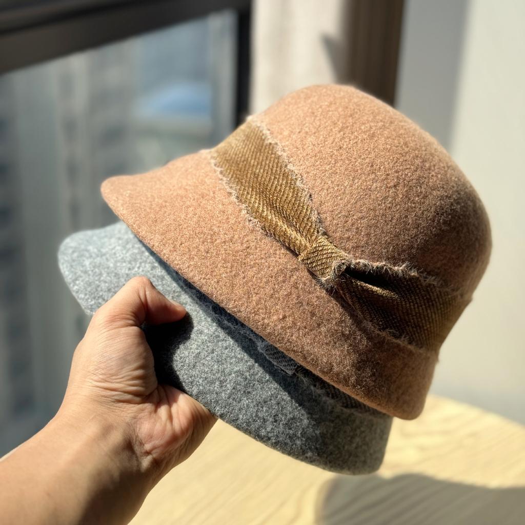 New Style Wool Hat for Women in Autumn and Winter New Fashion Versatile Face Showing Small Basin Hat Retro British Style Fisherman Hat