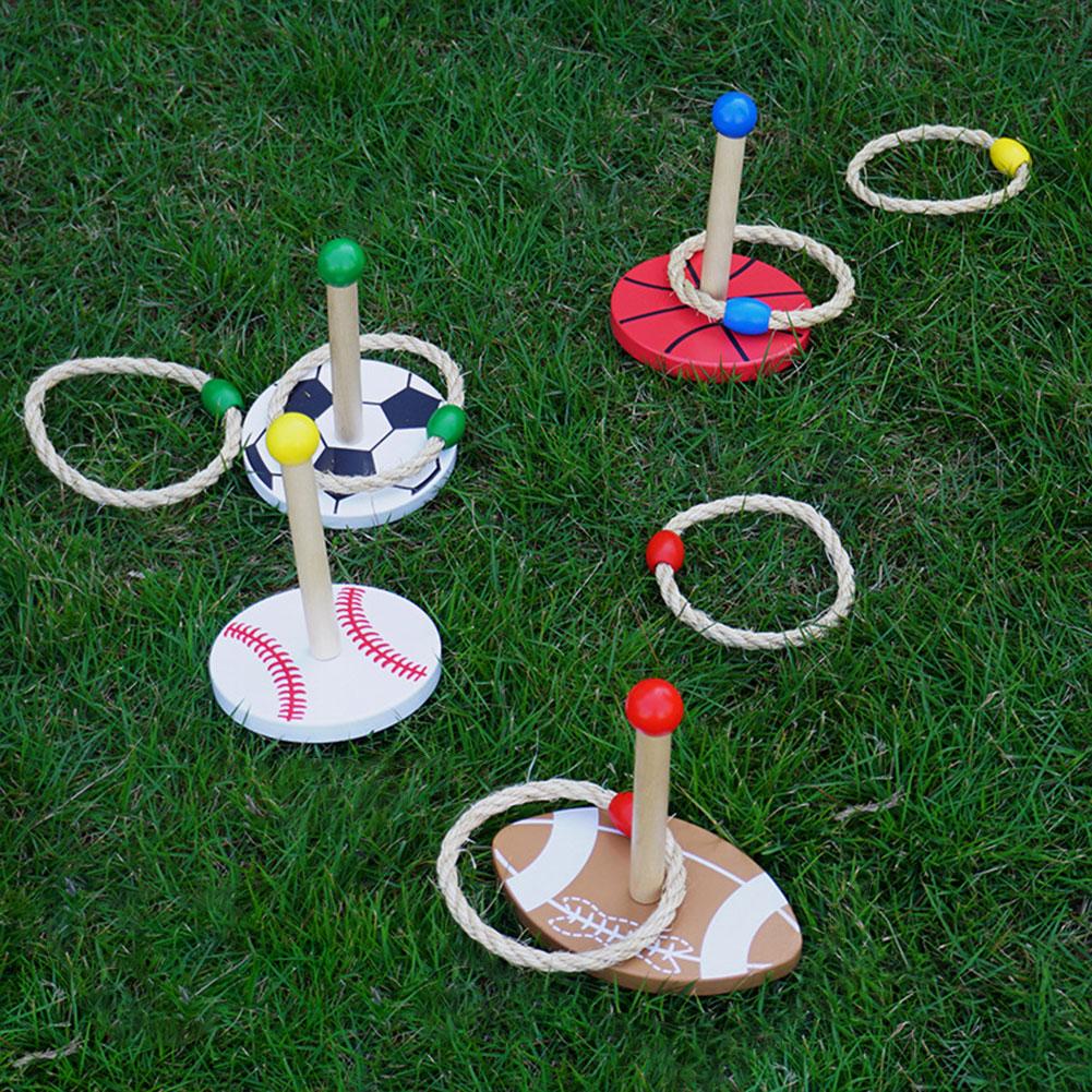 Rope Ring Toss Game Toy Set 4 Targets Stands & 8 Rings Outdoor Toss Rings Backyard Games for Adults and Kids