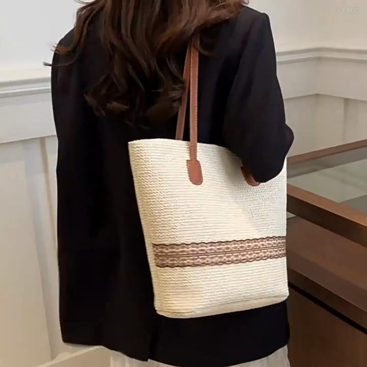 Luxury Designer Woven Straw Shoulder Bag - Large Capacity Beach and Shopper Tote