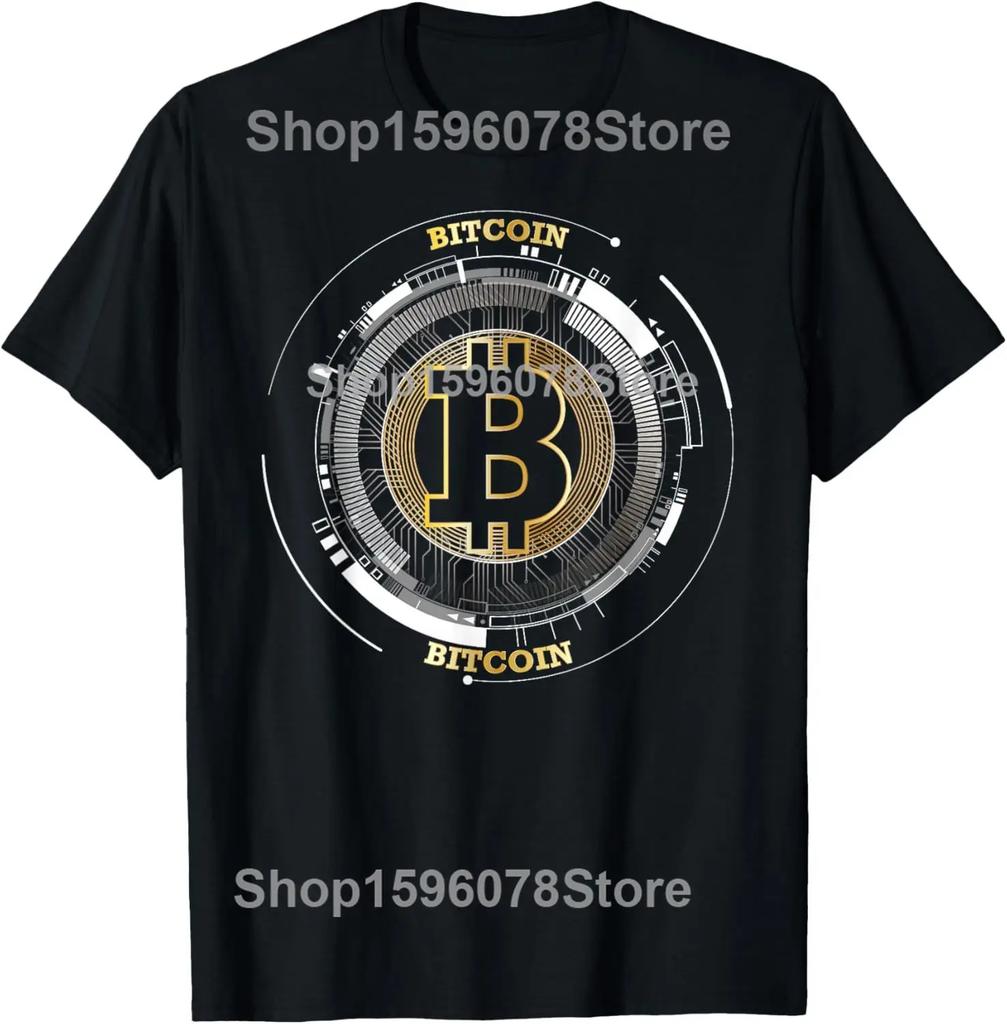 Funny Bitcoin Coin BTC Crypto Currency Traders Blockchain T Shirts Men Money Humor Tee Shirt Short Sleeve Unisex Loose Clothing
