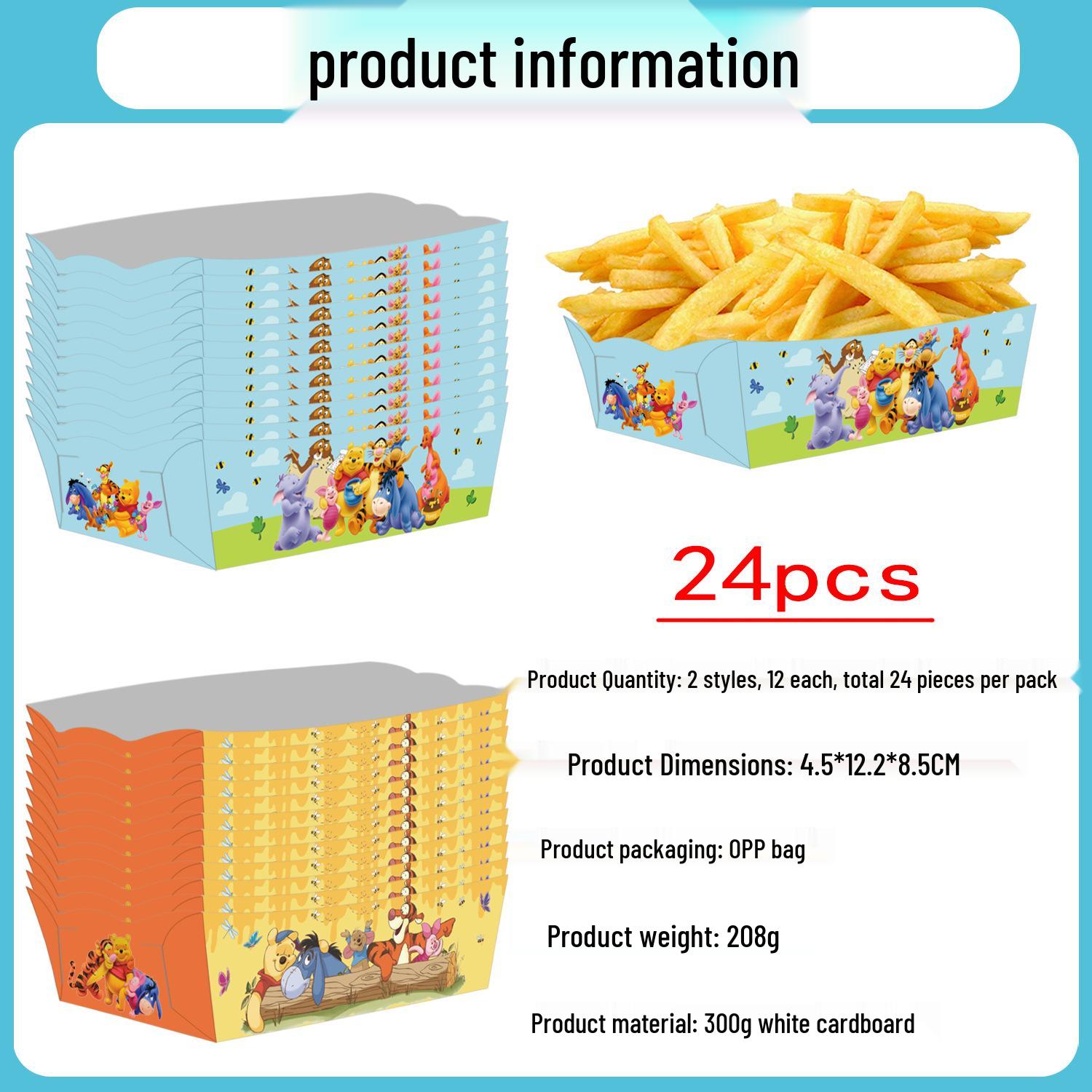 In-Stock Winnie the Pooh Themed Snack Boxes for Birthday Parties - French Fry and Popcorn Chicken Holders
