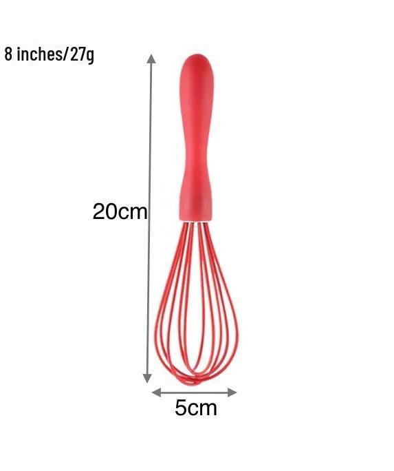 

8-дюймовый силиконовый венчик для взбивания яиц для выпечки красный