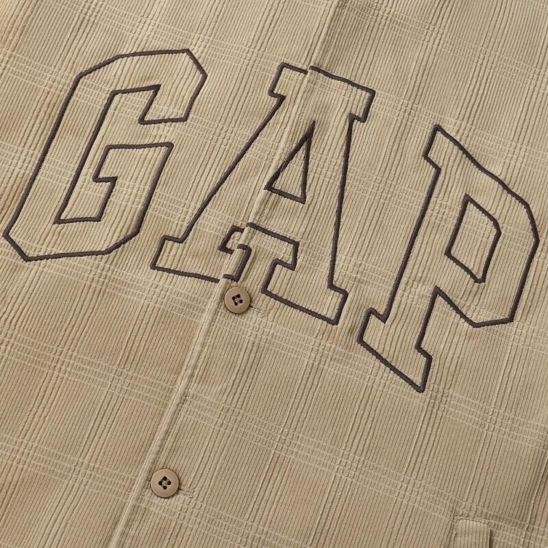 Gap Men's Fall 2025 Logo Plaid Corduroy Hooded Jacket