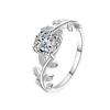Real Moissanite Diamond Laurel Branch  Prong Ring Pure Sterling Silver Gold Plated for Women Wedding Fine Jewelry