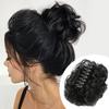 DELORUS 1 pièce Pince à Cheveux/Pince à Chignon Cheveux Synthétiques en Nylon Bouclés Désordonnés Extension de Cheveux pour Filles (Noir)