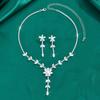 3PCS Sexy and Elegant Women's Flower Water Diamond Necklace Earring Set Wedding Birthday Party Fashion Accessories