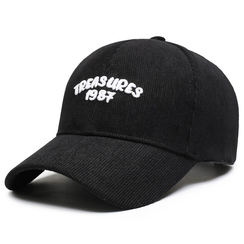 

New Corduroy Solid-Color Baseball Cap, Outdoor Simple Casual Letter Embroidery Baseball Hat, Cold-Proof And Warm, Unisex.