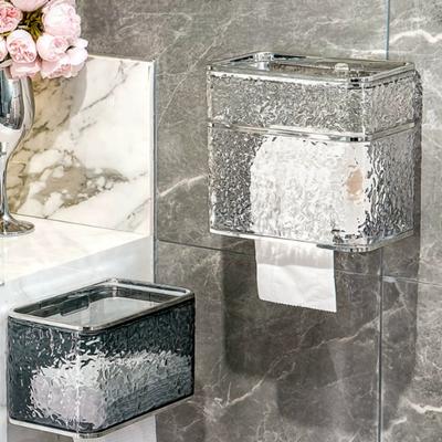 Scatola Porta Asciugamani da Parete Design Sigillato Dispenser Impermeabile Antipolvere Portasciugamani di Carta Contenitore Trasparente con Forte Adesivo per Bagno