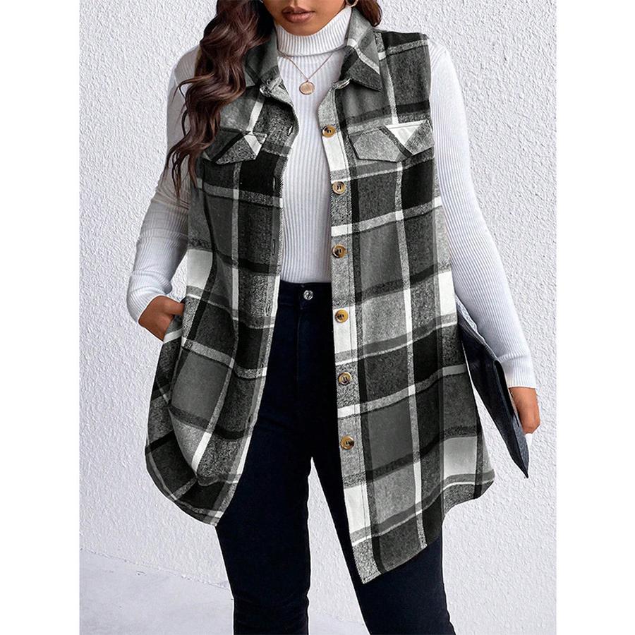 Plaid Sleeveless Vest Women's Autumn Winter Oversized Wool Coat Fashion Ins Style