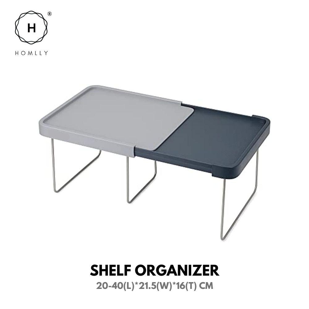 

Homlly Expandable Kitchen Cabinet Shelf Organizers (Grey) Expandable Shelf
