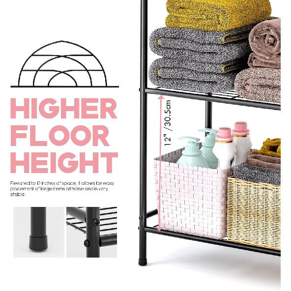 LEEDA 3-Tier Freestanding Multipurpose Storage Shelves Heavy Duty Metal Shelving Unit, Display Plants Flowers Bath Essentials, for Kitchen Bathroom