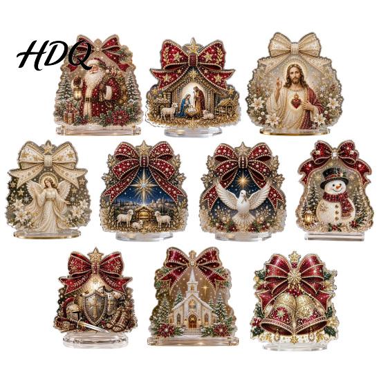 Christmas Party Supplies for Home Faux Diamond Painting Tabletop Ornaments Beginner-Friendly DIY Acrylic Rhinestone Art Gift Friends Craft