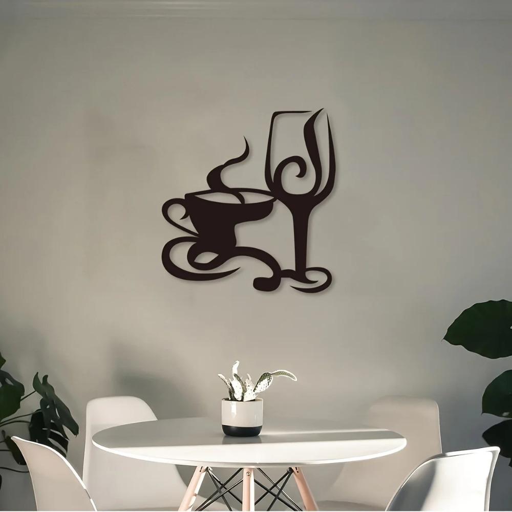Kaffee- und Weintassen, Eisenhandwerk, stilvolle Innen- und Außendekoration, ideal für Wohnzimmer und Wanddekoration, perfekt für Zuhause