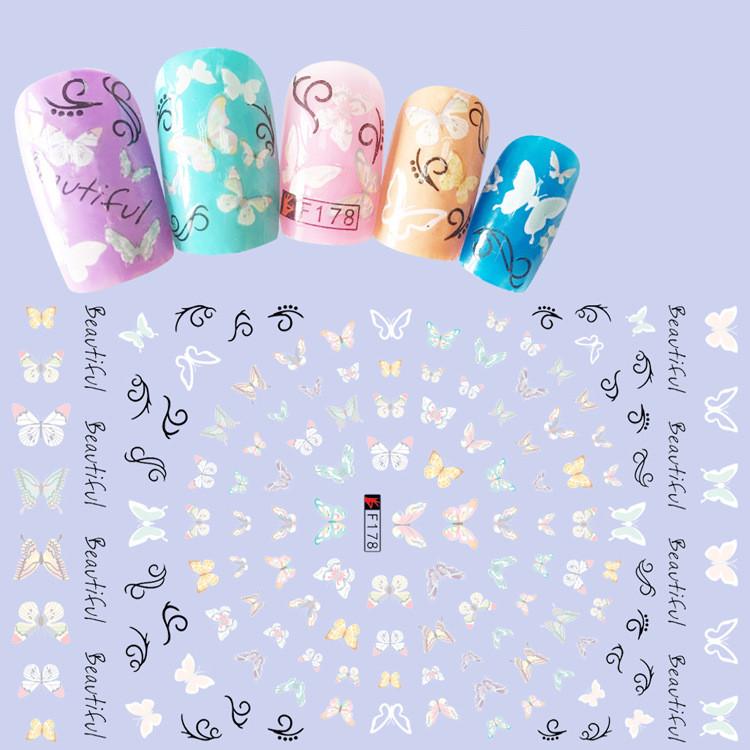 1pc 3D Nail Stickers Spring Summer Natural Flower Leaves Simulation Dried Flower Dragonfly Nail Applique Water Slides Decoration