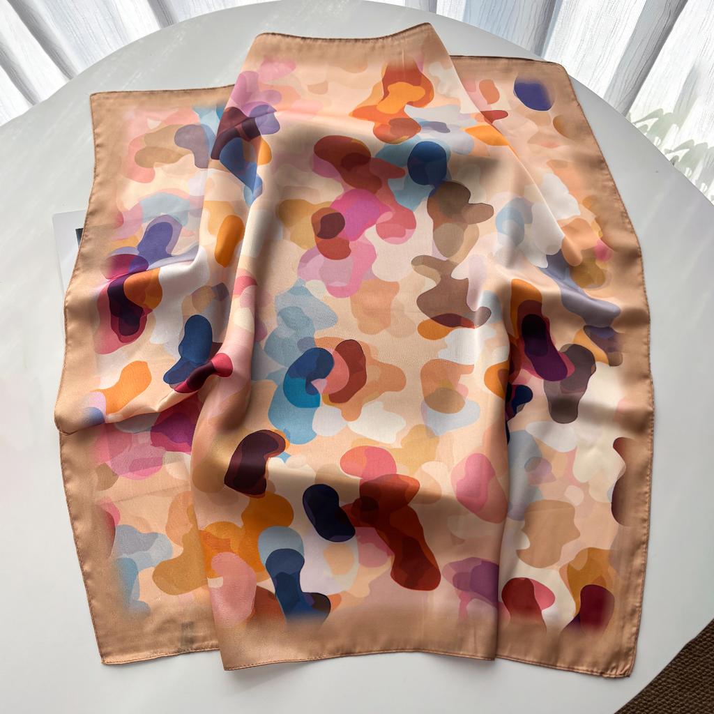Luxury Color Square Scarf For Women Imitation Silk Scarves Bandanas Fashion Hijab Neckerchief For Beach Elegant Shawl Wraps