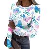 Women's Casual Ribbed Long Sleeve Top Floral Print Crew Neck Stretchy Slim Fit Lightweight Shirt for Everyday Wear
