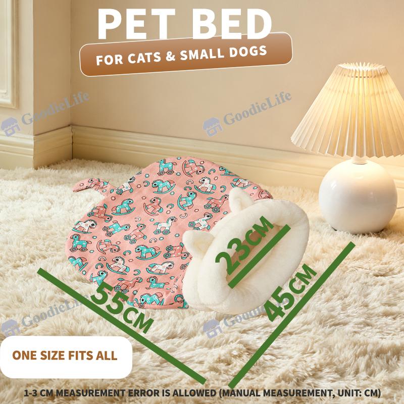 Winter Warm Cat Bed Semi Enclosed Dog House Cozy Sleeping Bag Pet Blanket for Cats and Small Dogs