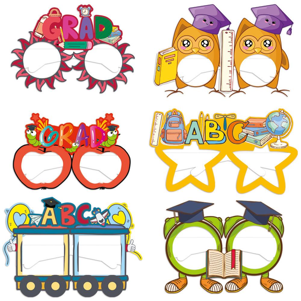 Theme Graduation Season Cartoon Pattern Paper Glasses Photography Props Decor