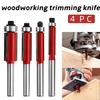 4pc Versatile Trimming & Detailing Kits Premium Woodworking Router Bit Set - Smooth Cutting for Professional Finish