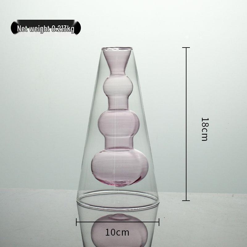 European Glass Rattan Aroma Vase - Double Layer, Colored Glass, Flameless Hydroponic for Living Room