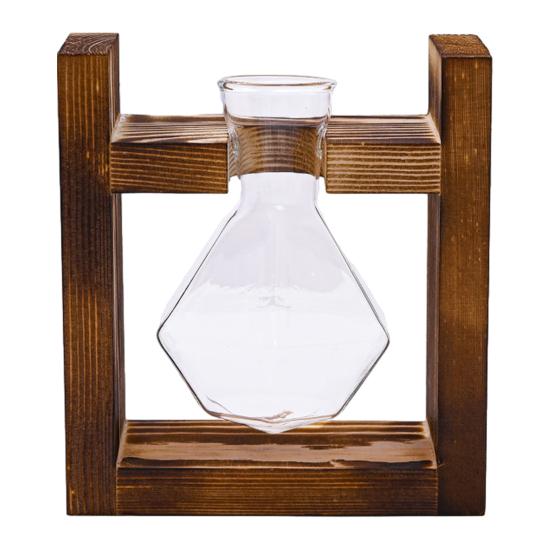 Plants Propagation Station with Wooden Stand Indoor Plant Terrarium Hydroponic Flower Holder Container Decoration Table Centerpiece