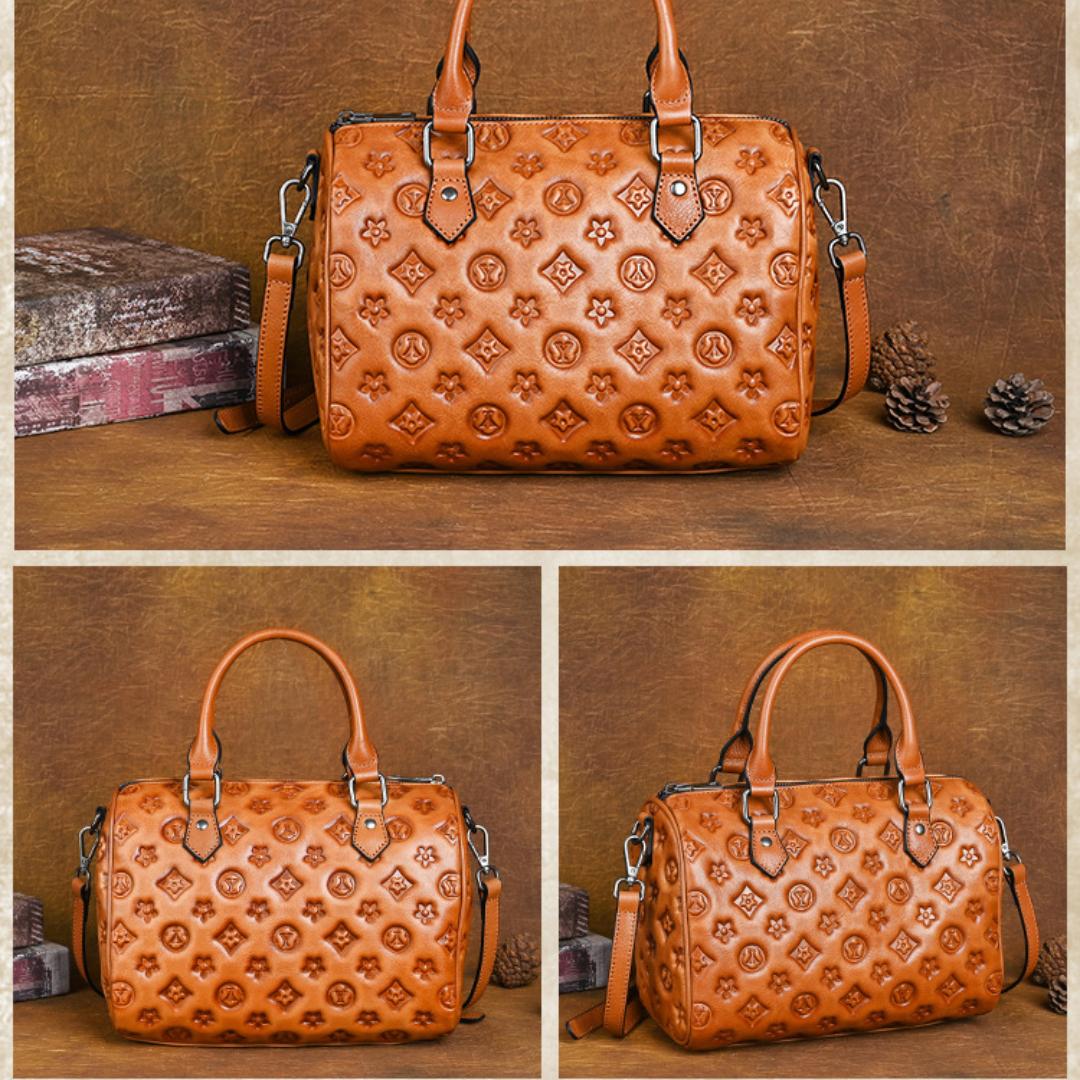 Большая вместительная сумка через плечо с тиснением Vintage Tote 26*15*18 зелёный — фото 10