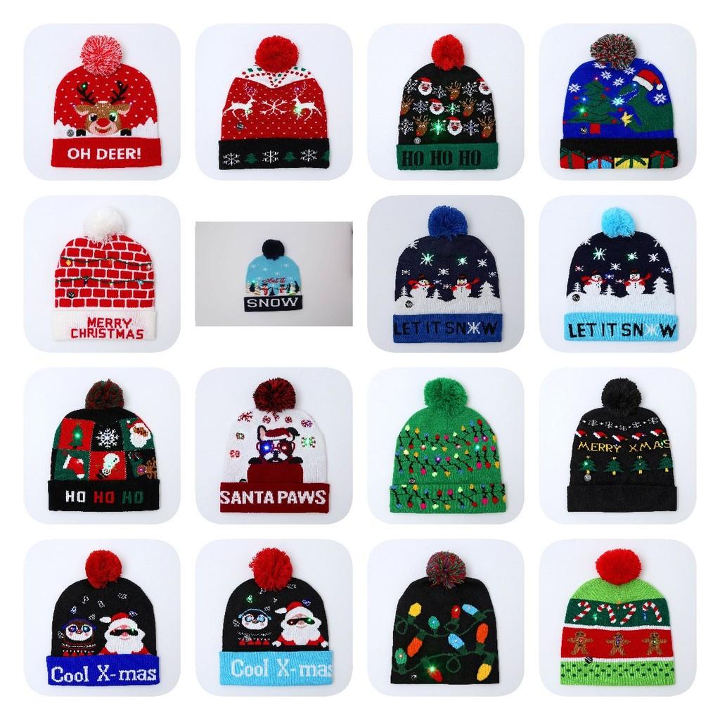 Unique Patterned Christmas Beanie Hat With Bright Led Lights For Winter Cheer
